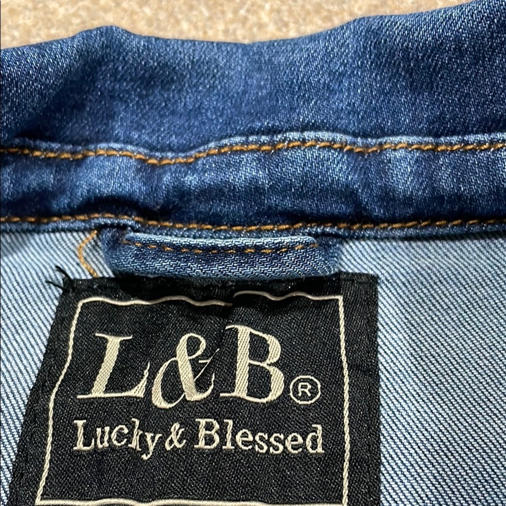 Lucky & Blessed Blue Denim Jacket Western Style - Picture 2 of 5